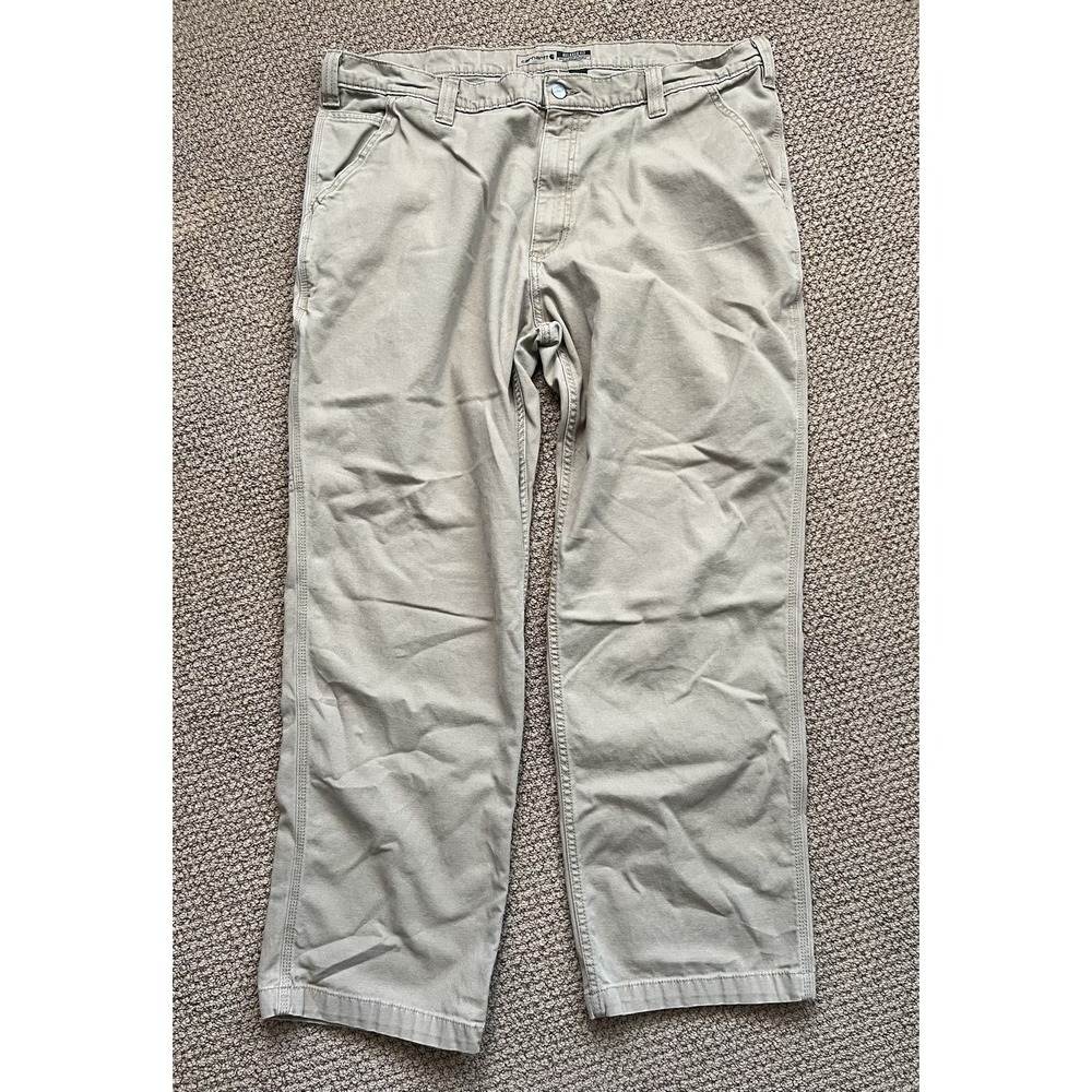 Carhartt‎ Pants Mens 42x32 Tan Rugged Flex Relaxed Fit Canvas Workwear BN2291M